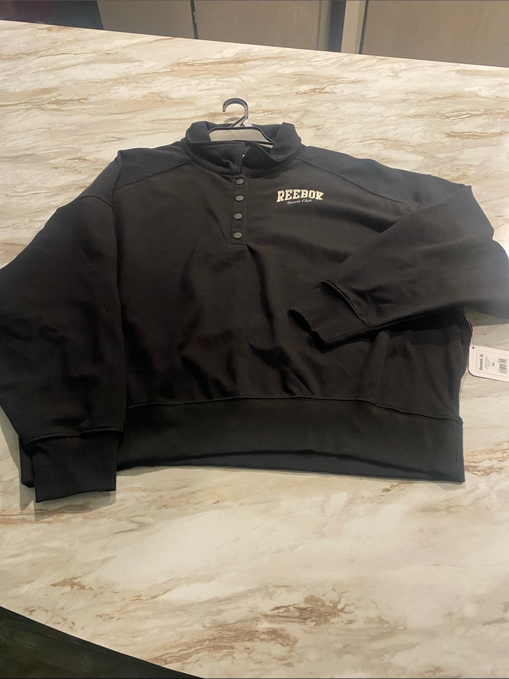 Reebok Black Snap-Button Pullover with White Logo